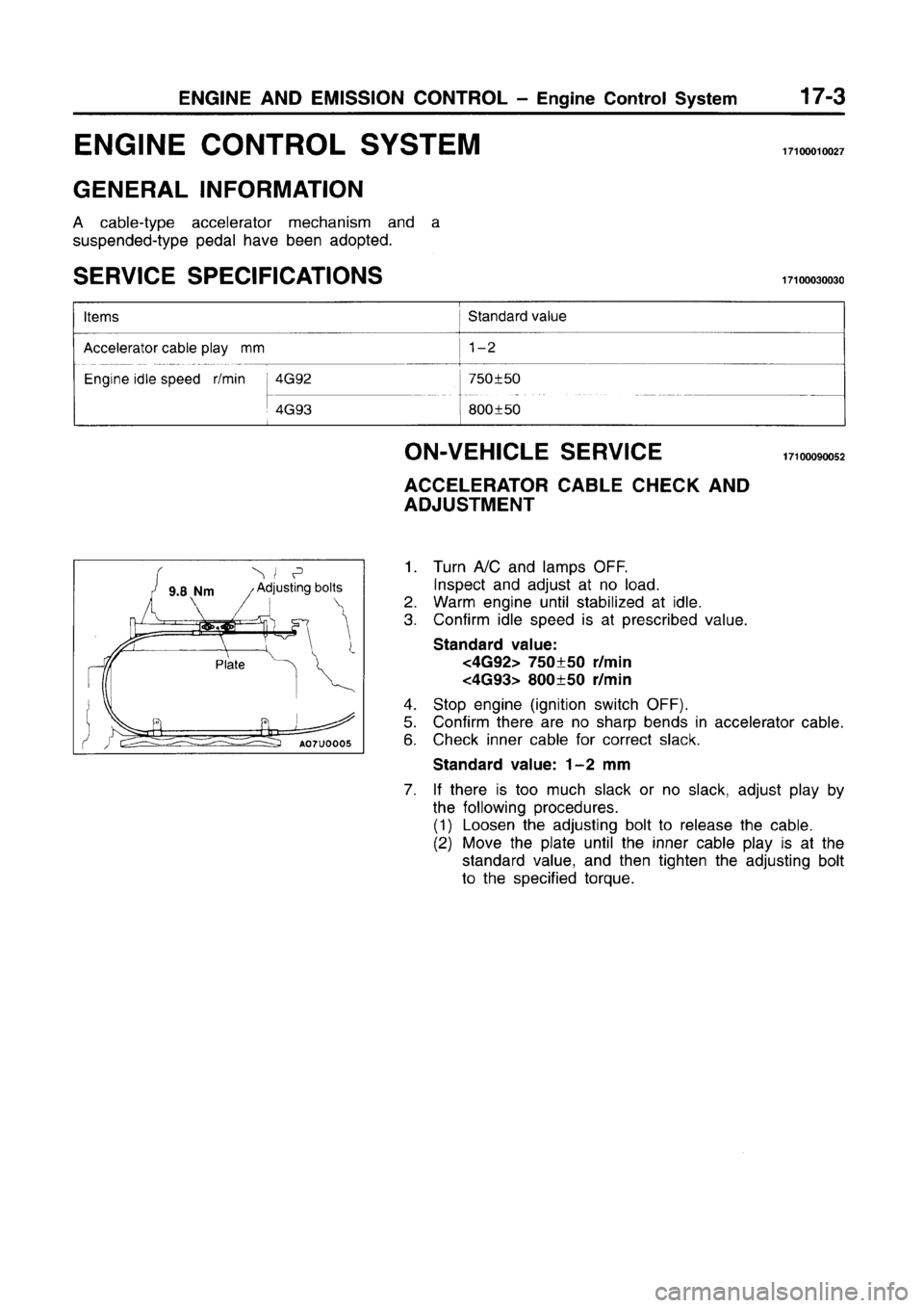 MITSUBISHI CARISMA 1996  Workshop Manual 