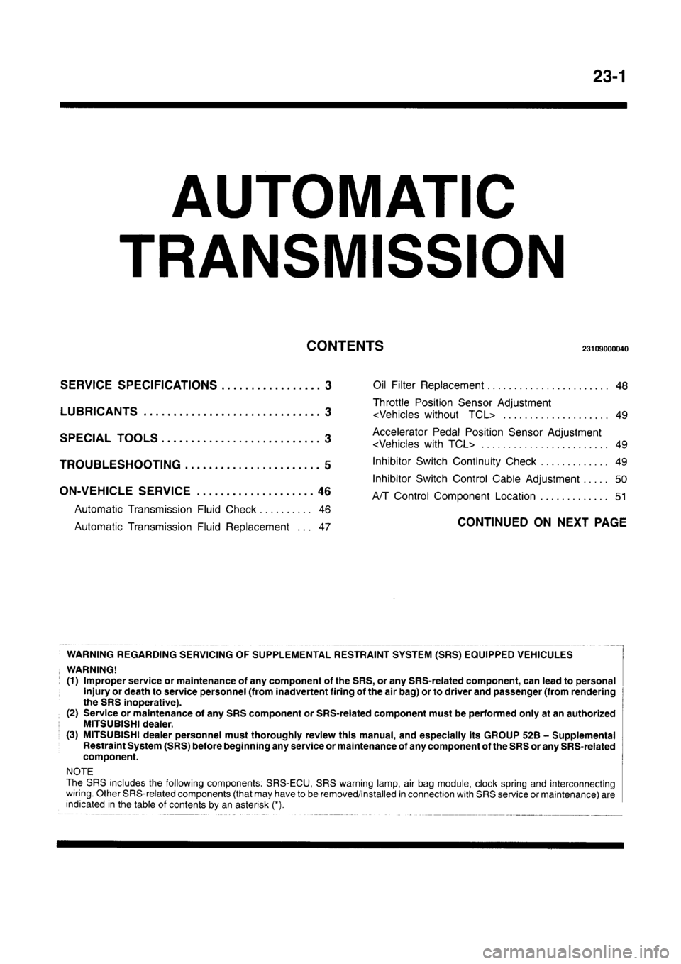 MITSUBISHI CARISMA 1996  Workshop Manual 