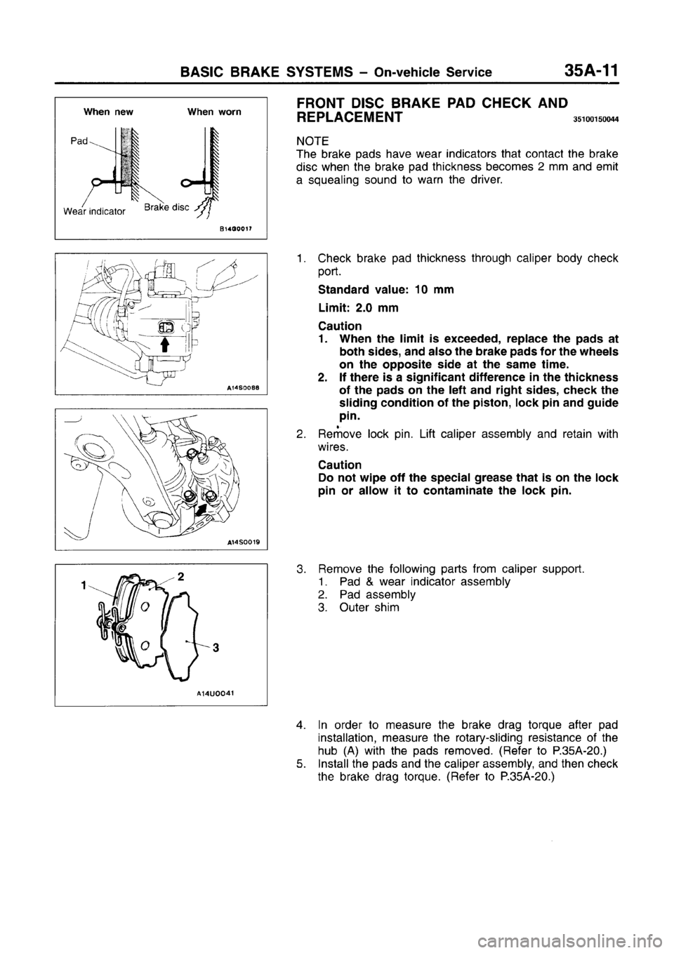 MITSUBISHI CARISMA 1996  Workshop Manual 