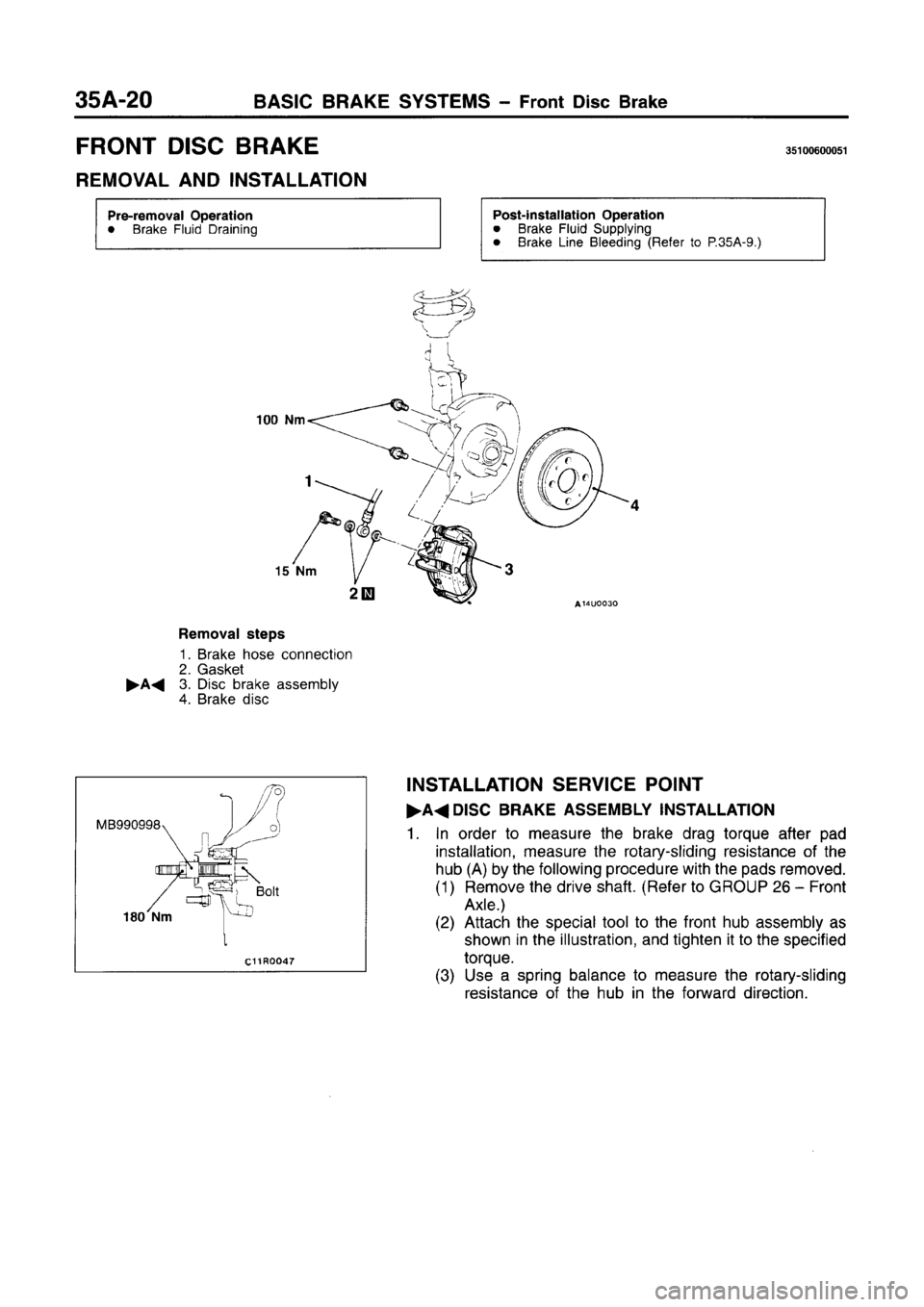 MITSUBISHI CARISMA 1996  Workshop Manual 