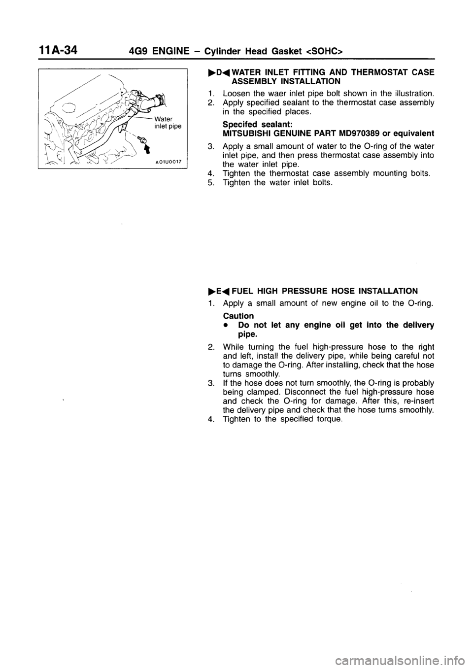 MITSUBISHI CARISMA 1996  Workshop Manual 