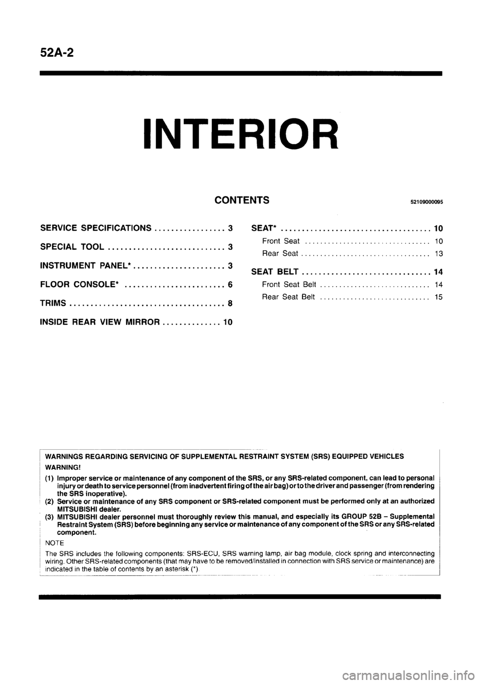 MITSUBISHI CARISMA 1996  Workshop Manual 