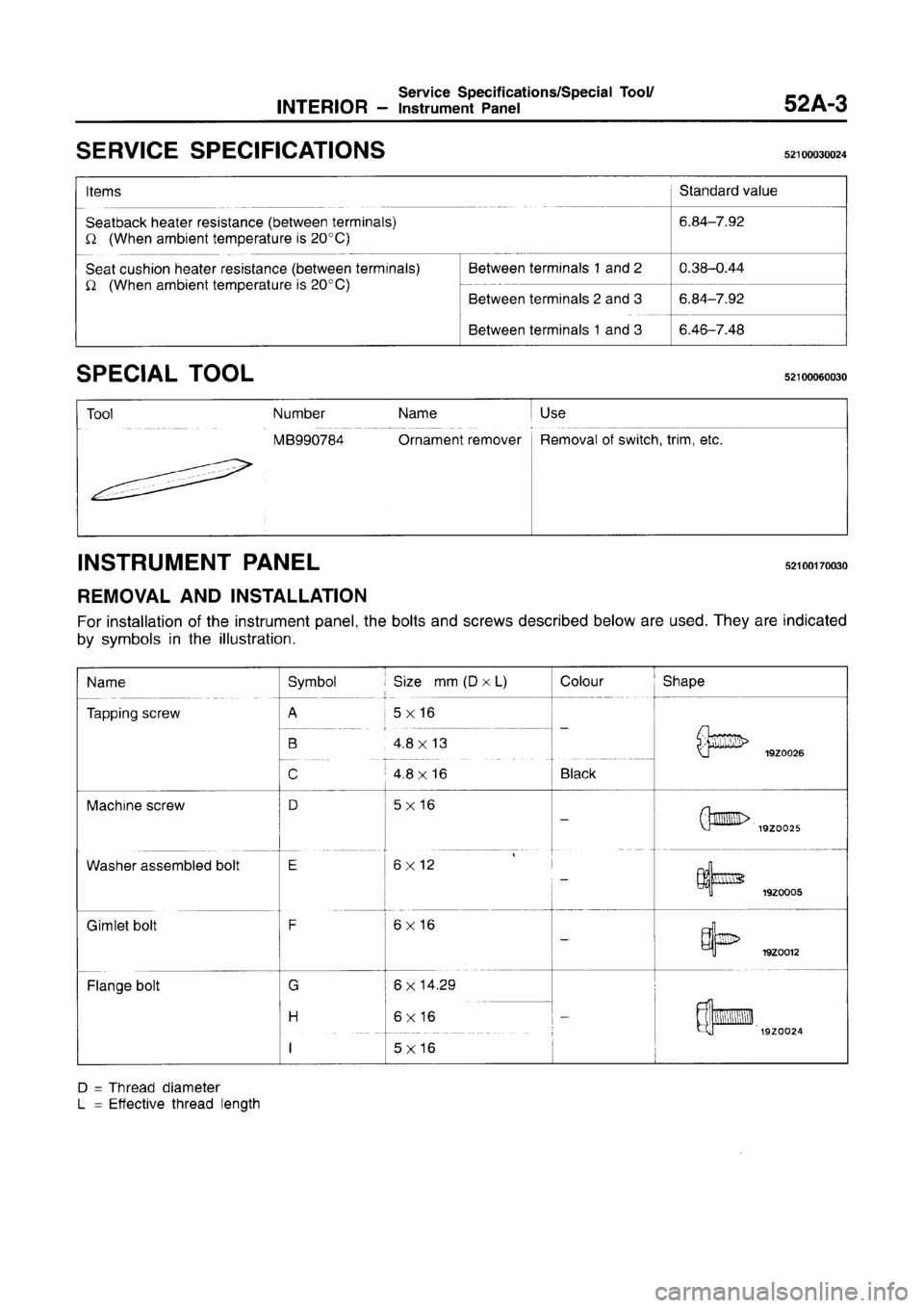 MITSUBISHI CARISMA 1996  Workshop Manual 