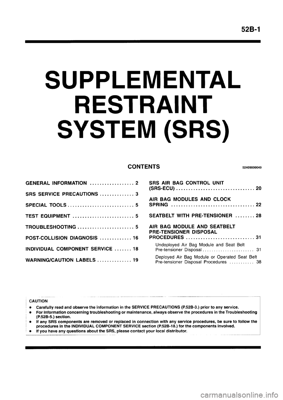 MITSUBISHI CARISMA 1996  Workshop Manual 