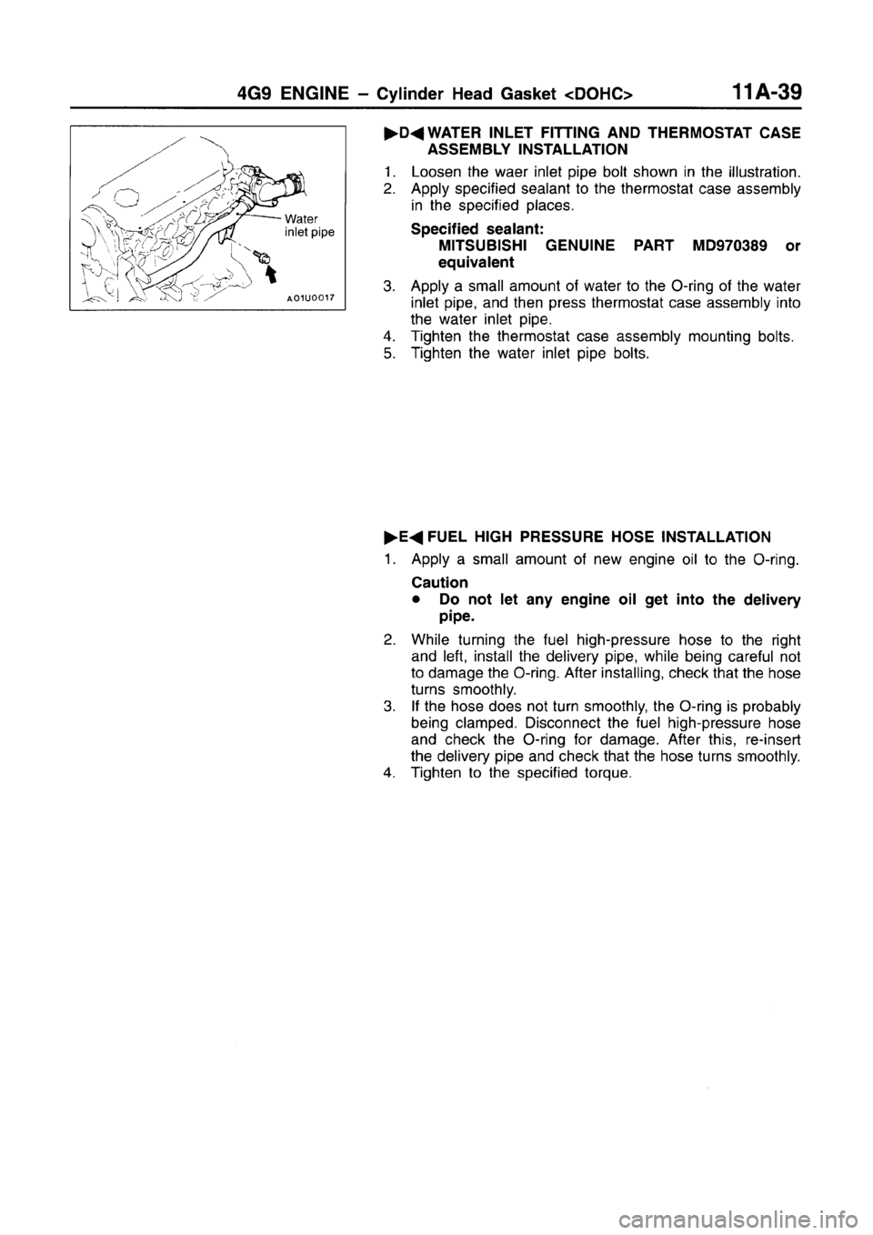 MITSUBISHI CARISMA 1996  Workshop Manual 