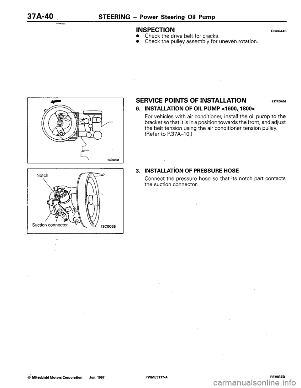 MITSUBISHI COLT 1992  Workshop Manual 