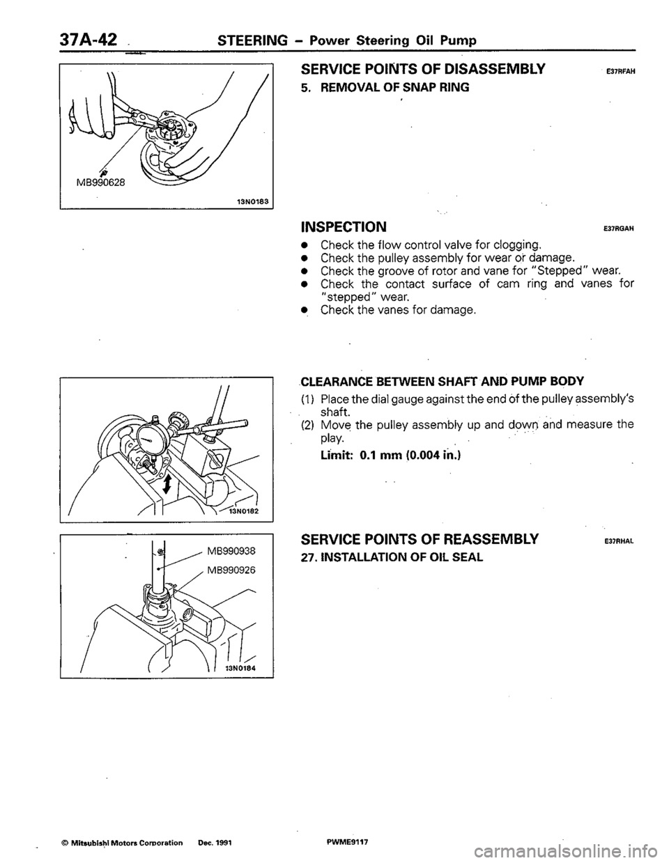 MITSUBISHI COLT 1992  Workshop Manual 
