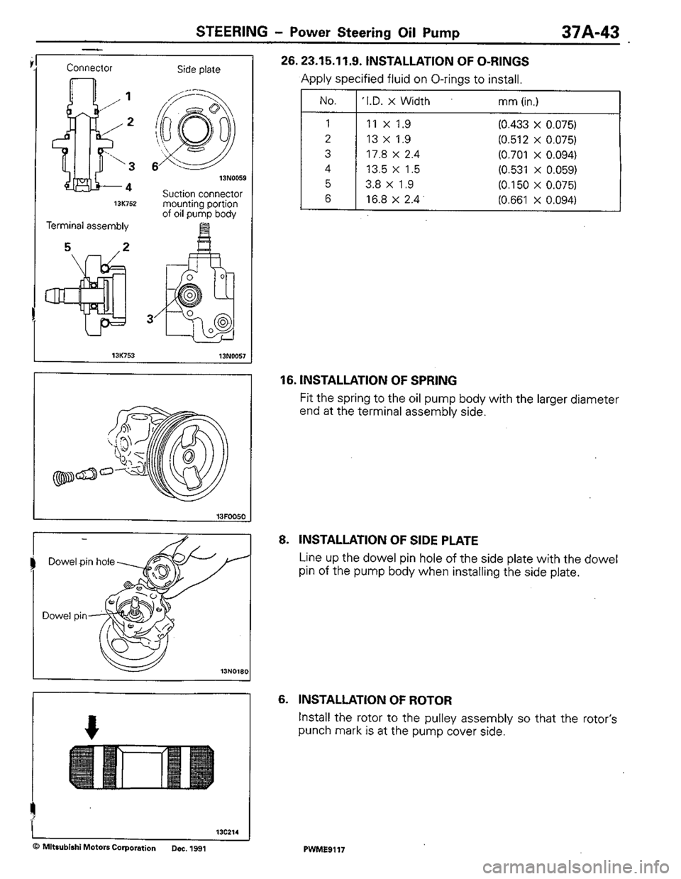 MITSUBISHI COLT 1992  Workshop Manual 