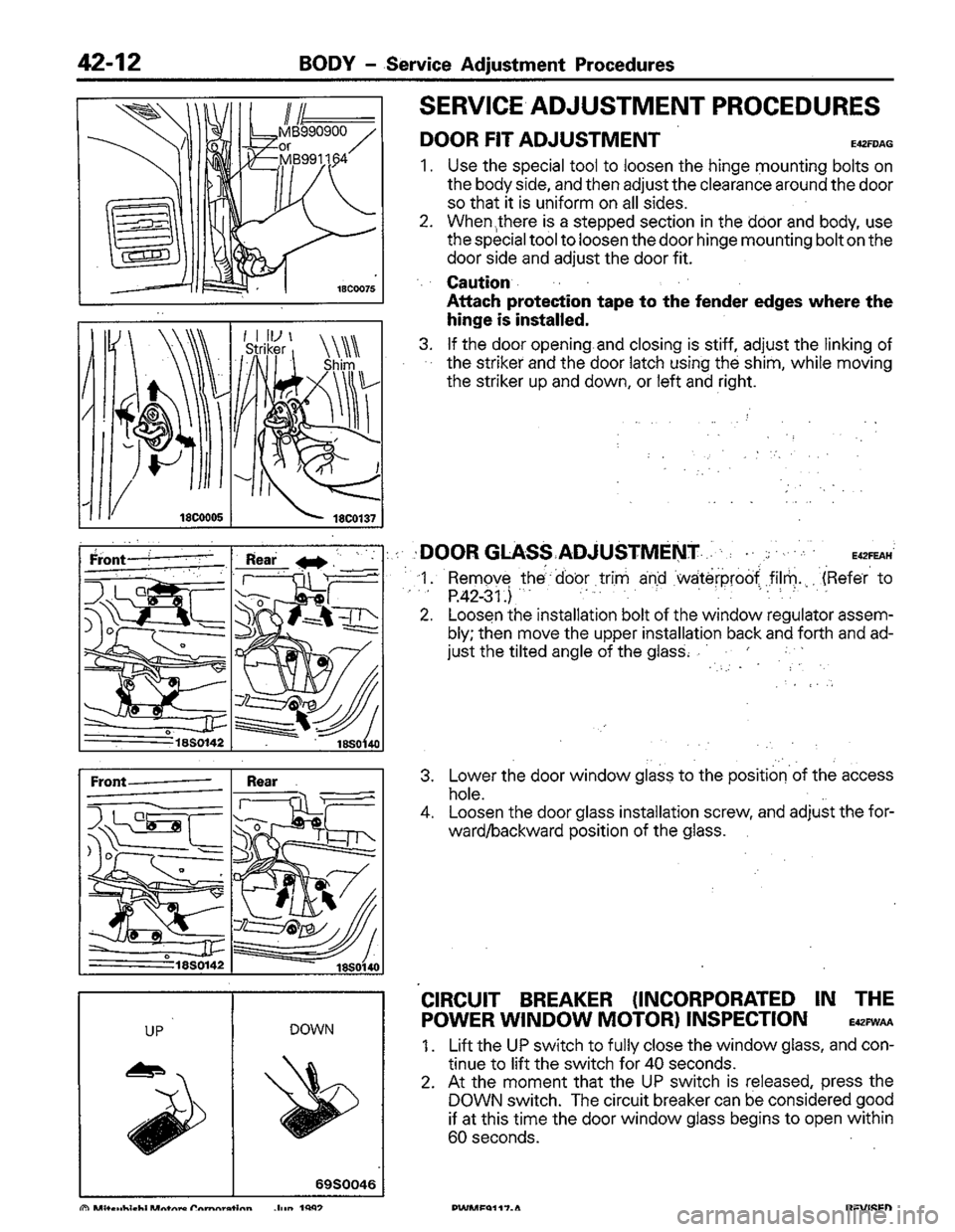 MITSUBISHI COLT 1992  Workshop Manual 