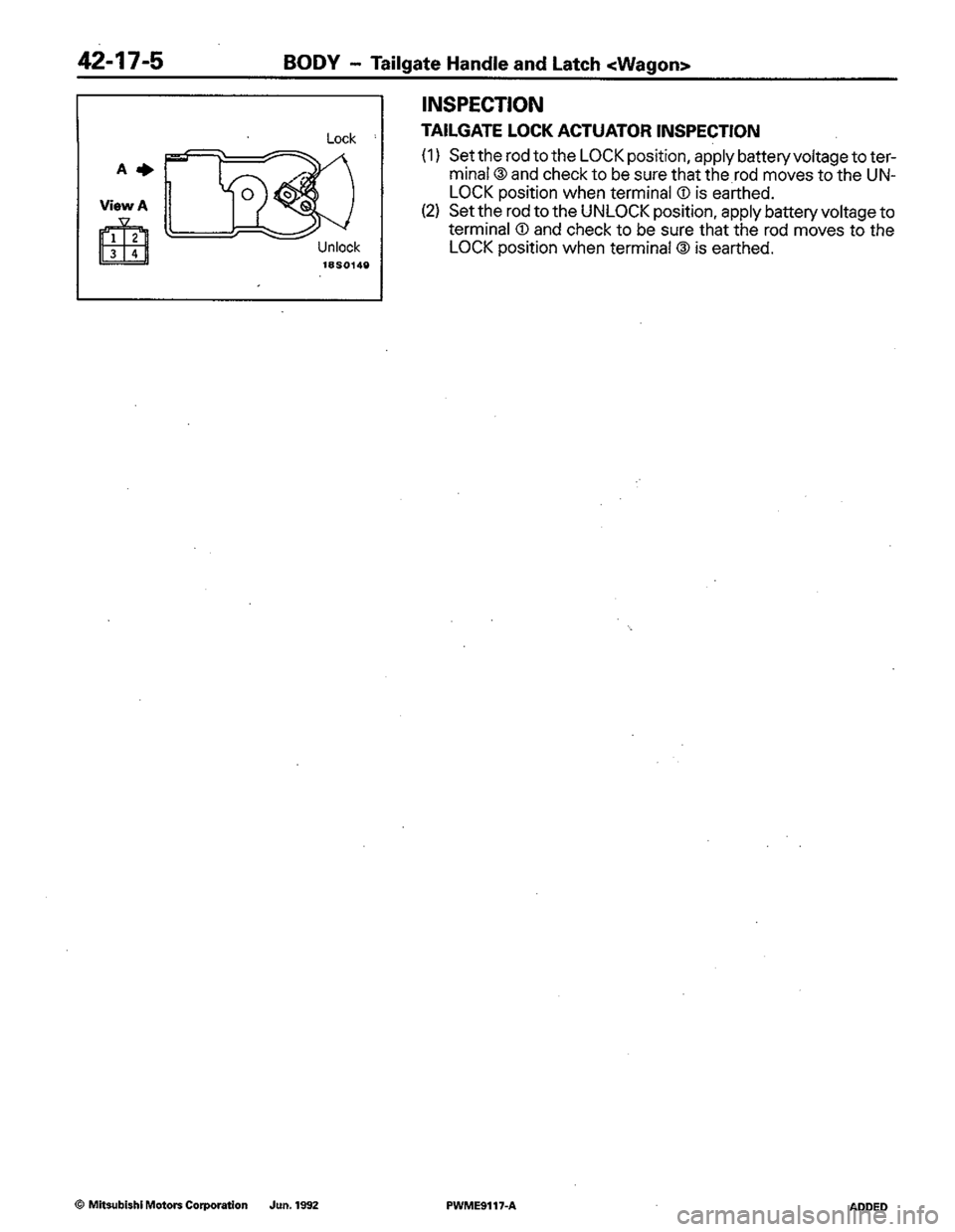 MITSUBISHI COLT 1992  Workshop Manual 