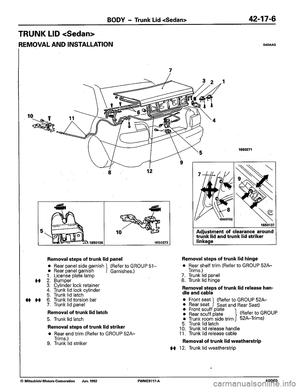 MITSUBISHI COLT 1992  Workshop Manual 
