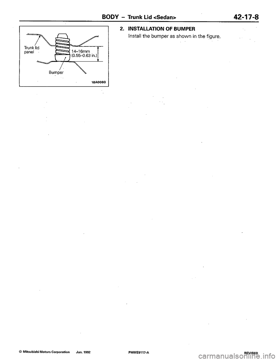 MITSUBISHI COLT 1992  Workshop Manual 
