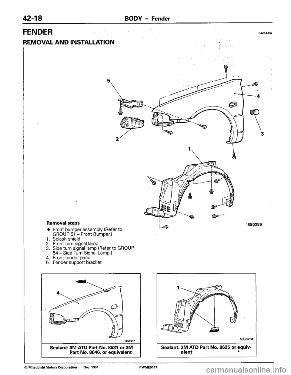 MITSUBISHI COLT 1992  Workshop Manual 