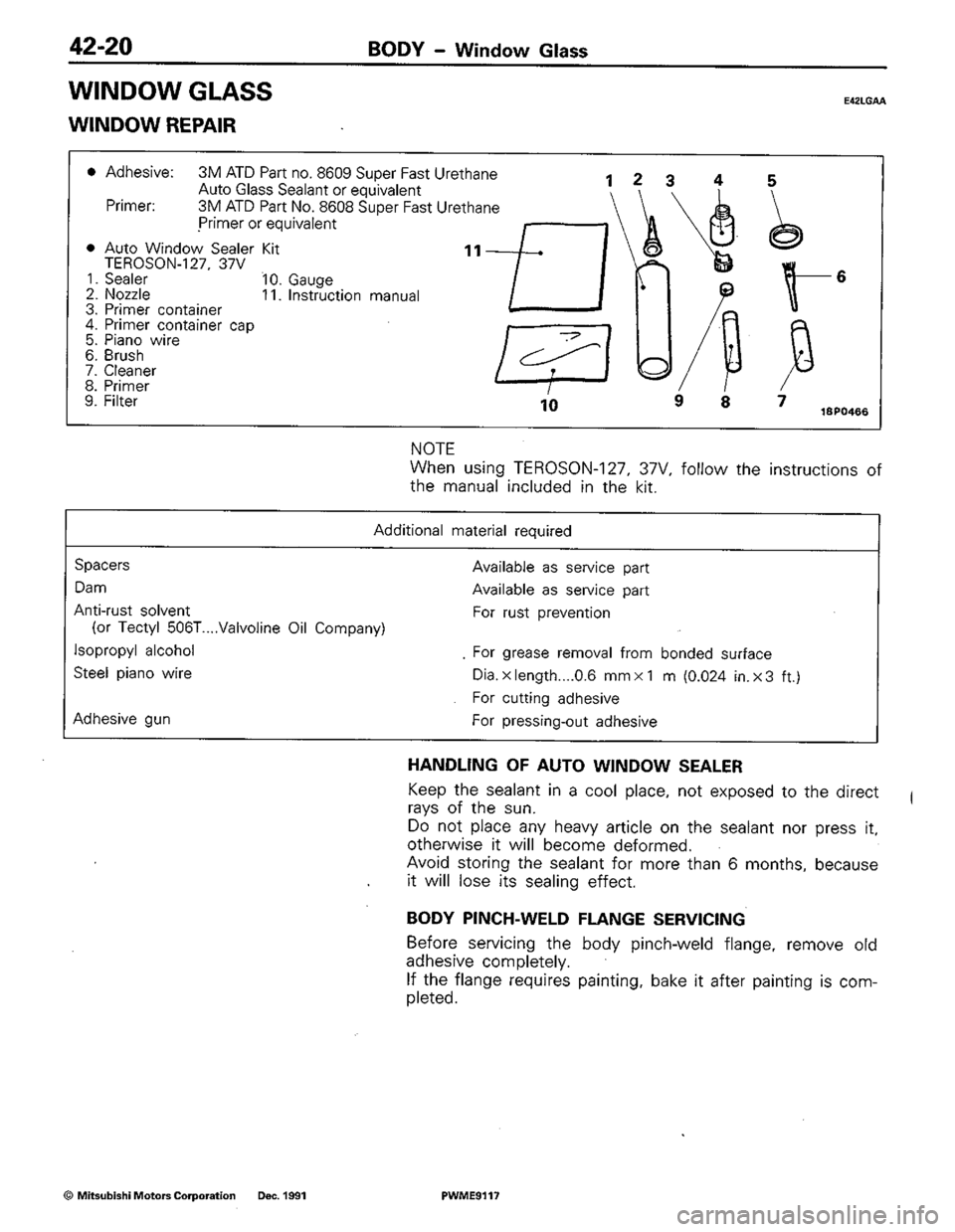 MITSUBISHI COLT 1992  Workshop Manual 