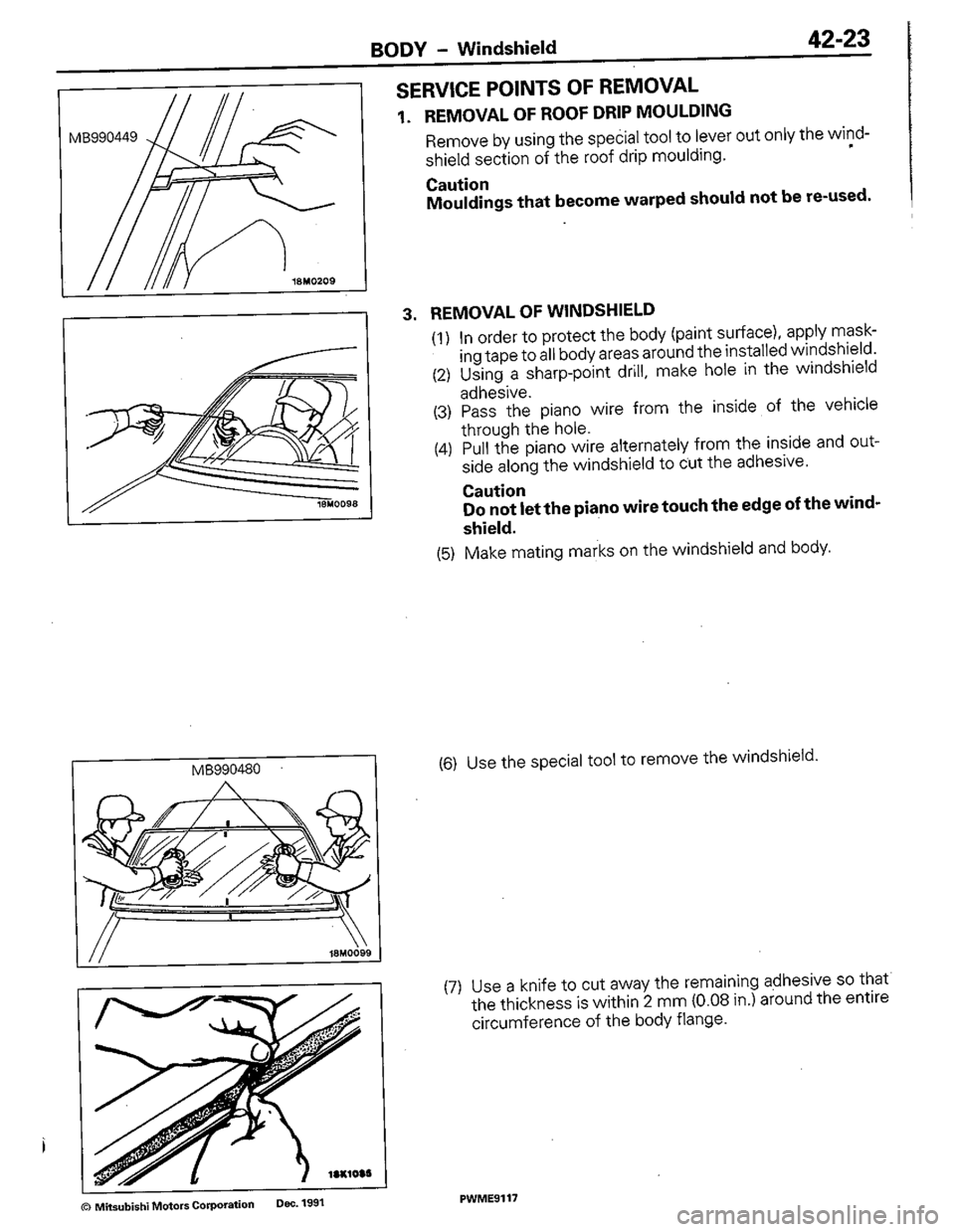 MITSUBISHI COLT 1992  Workshop Manual 