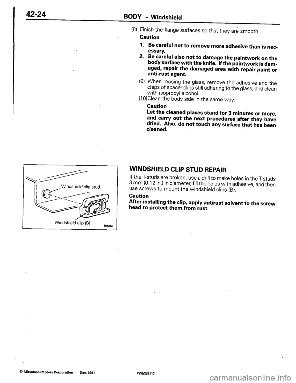 MITSUBISHI COLT 1992  Workshop Manual 