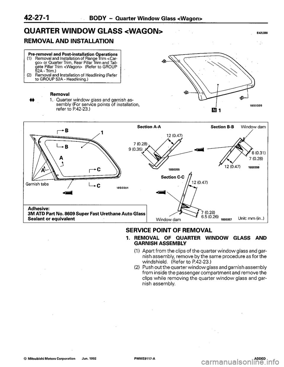 MITSUBISHI COLT 1992  Workshop Manual 