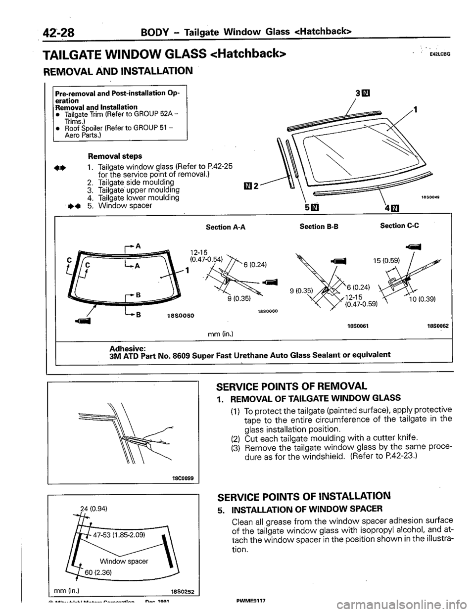 MITSUBISHI COLT 1992  Workshop Manual 