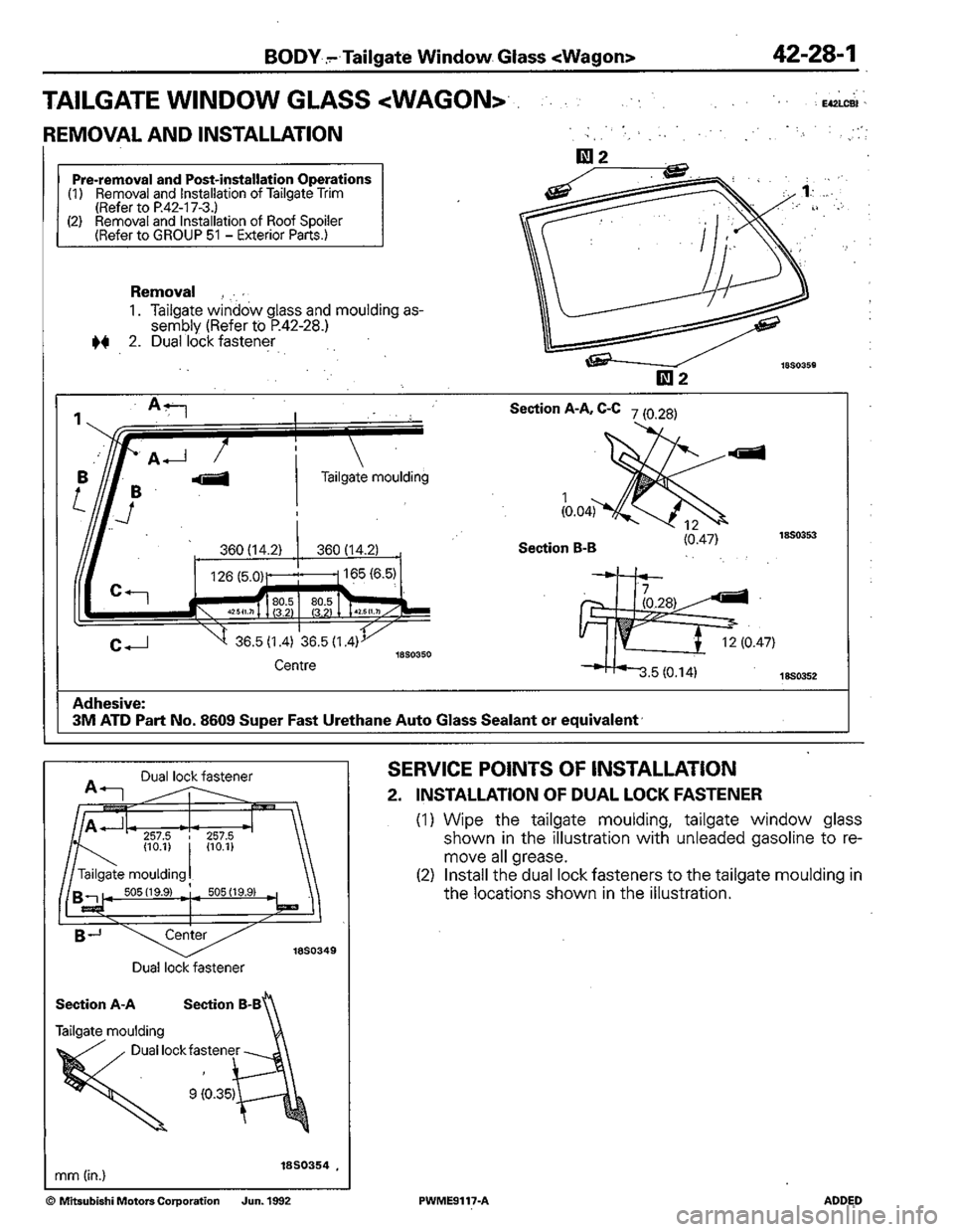 MITSUBISHI COLT 1992  Workshop Manual 