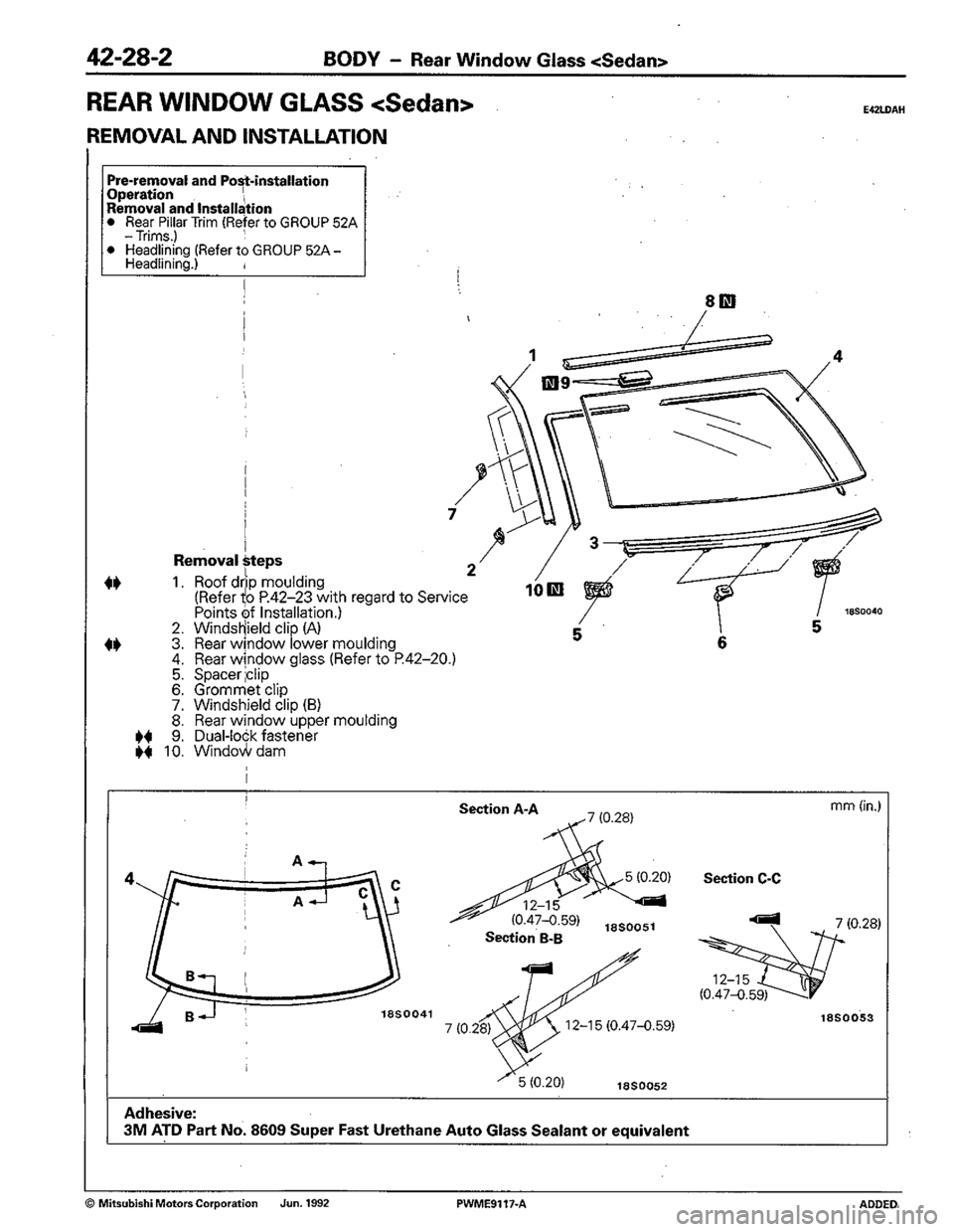 MITSUBISHI COLT 1992  Workshop Manual 