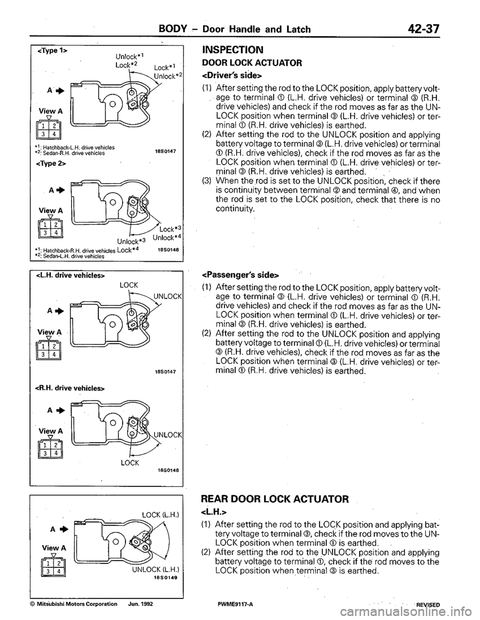 MITSUBISHI COLT 1992  Workshop Manual 