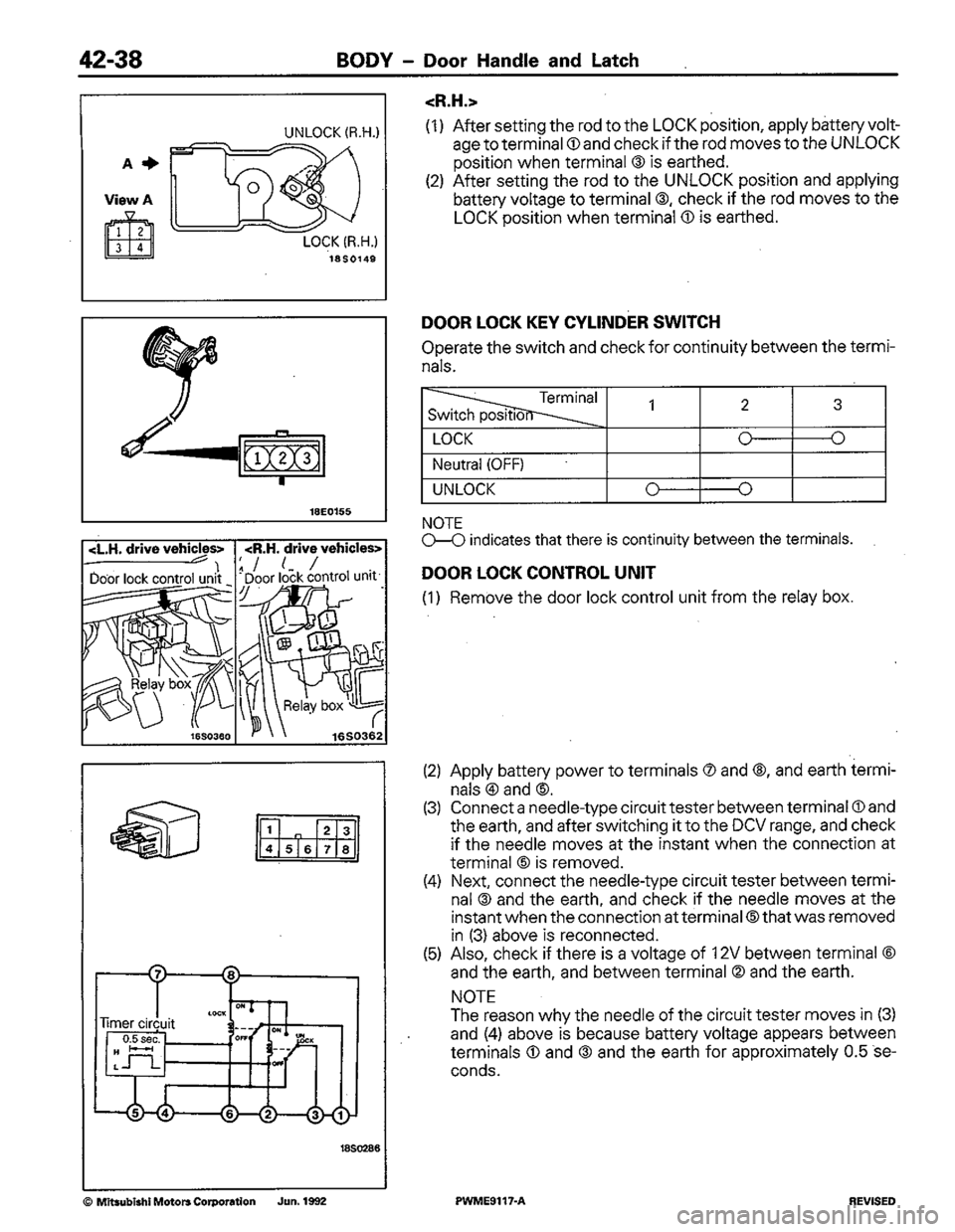 MITSUBISHI COLT 1992  Workshop Manual 