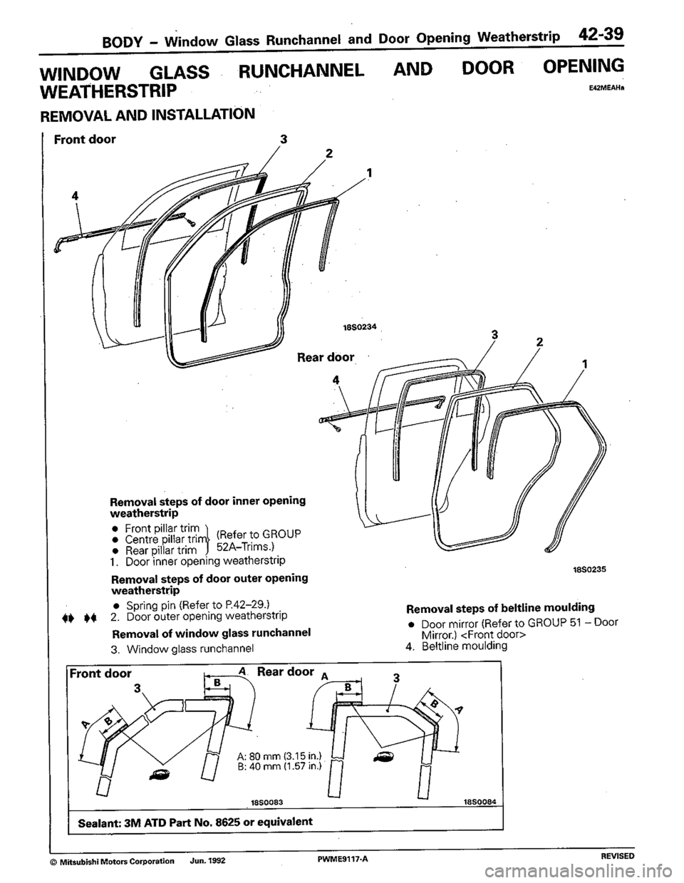 MITSUBISHI COLT 1992  Workshop Manual 