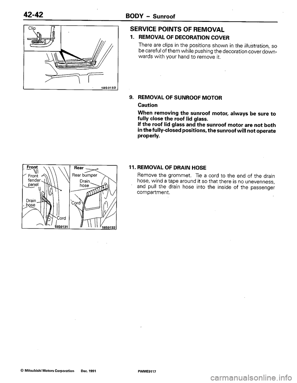 MITSUBISHI COLT 1992  Workshop Manual 