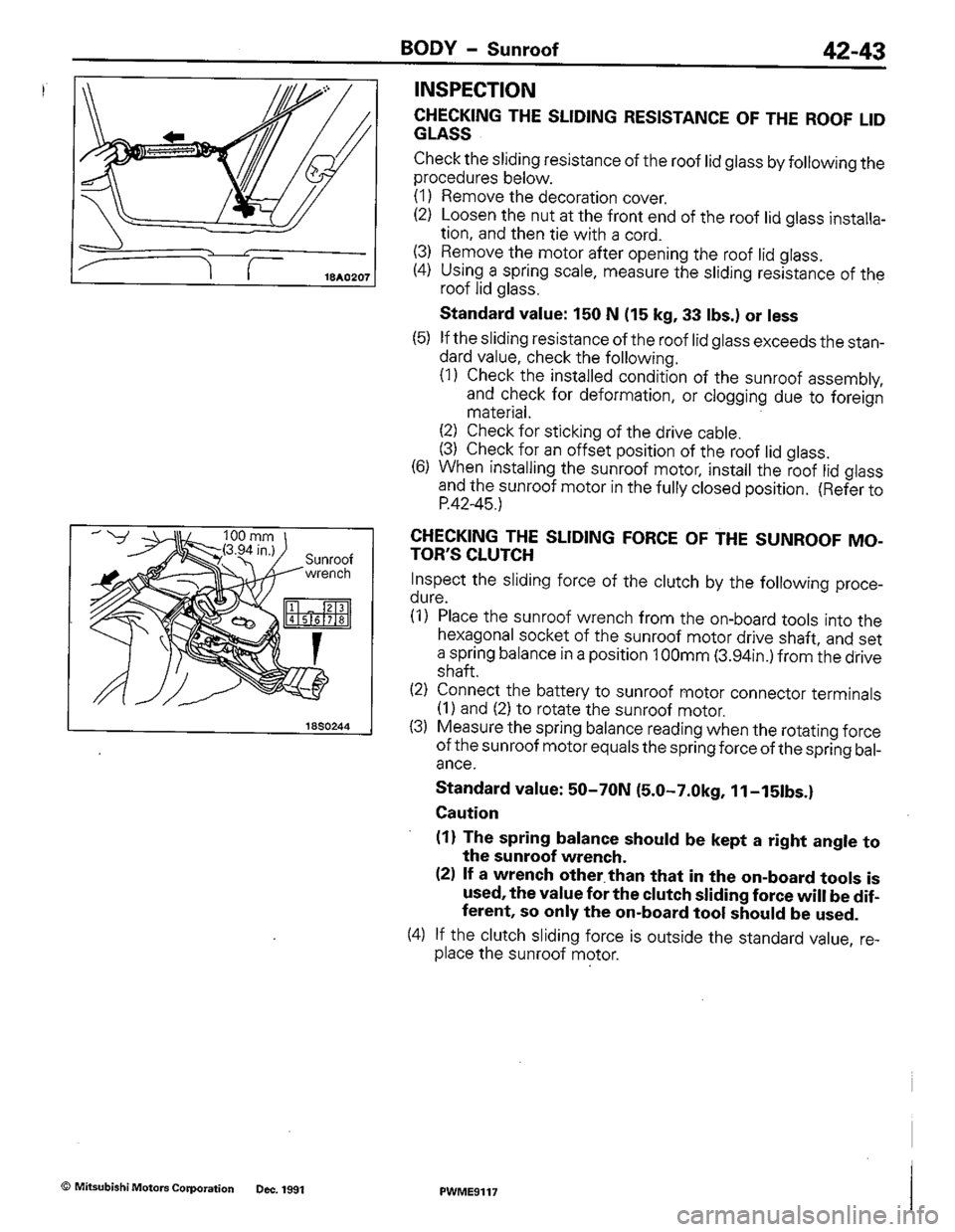 MITSUBISHI COLT 1992  Workshop Manual 