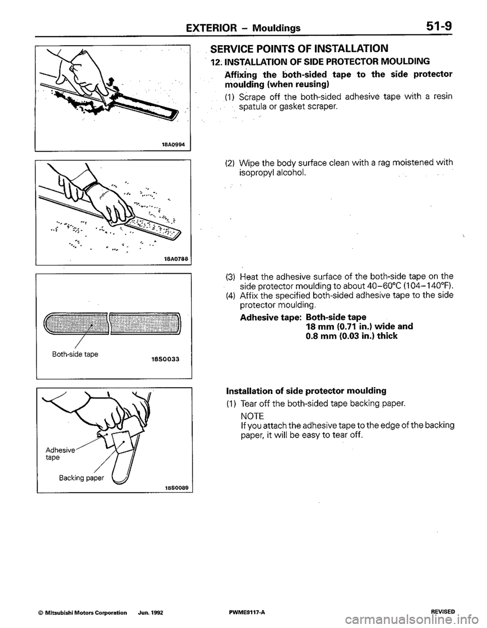 MITSUBISHI COLT 1992  Workshop Manual 
