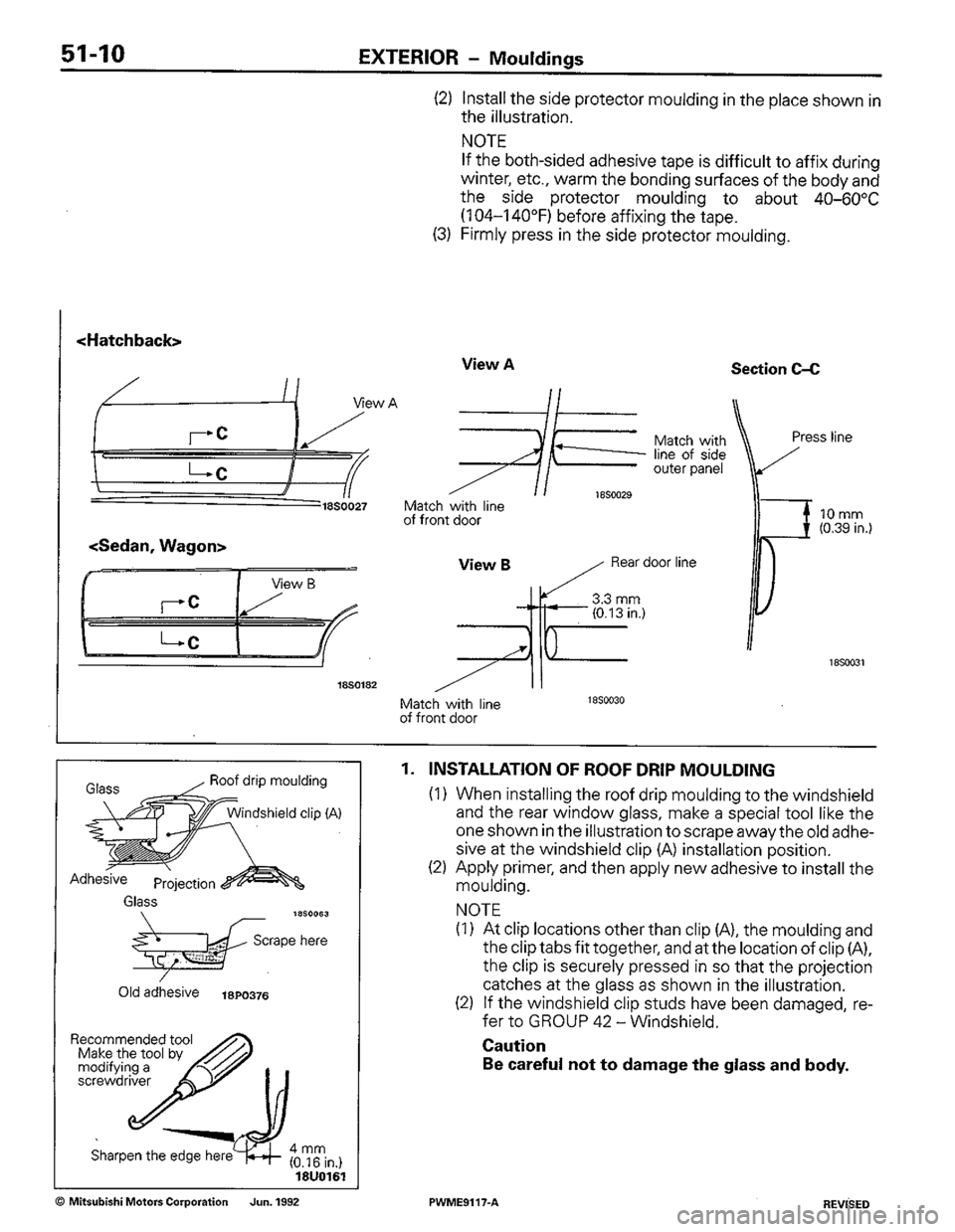 MITSUBISHI COLT 1992  Workshop Manual 