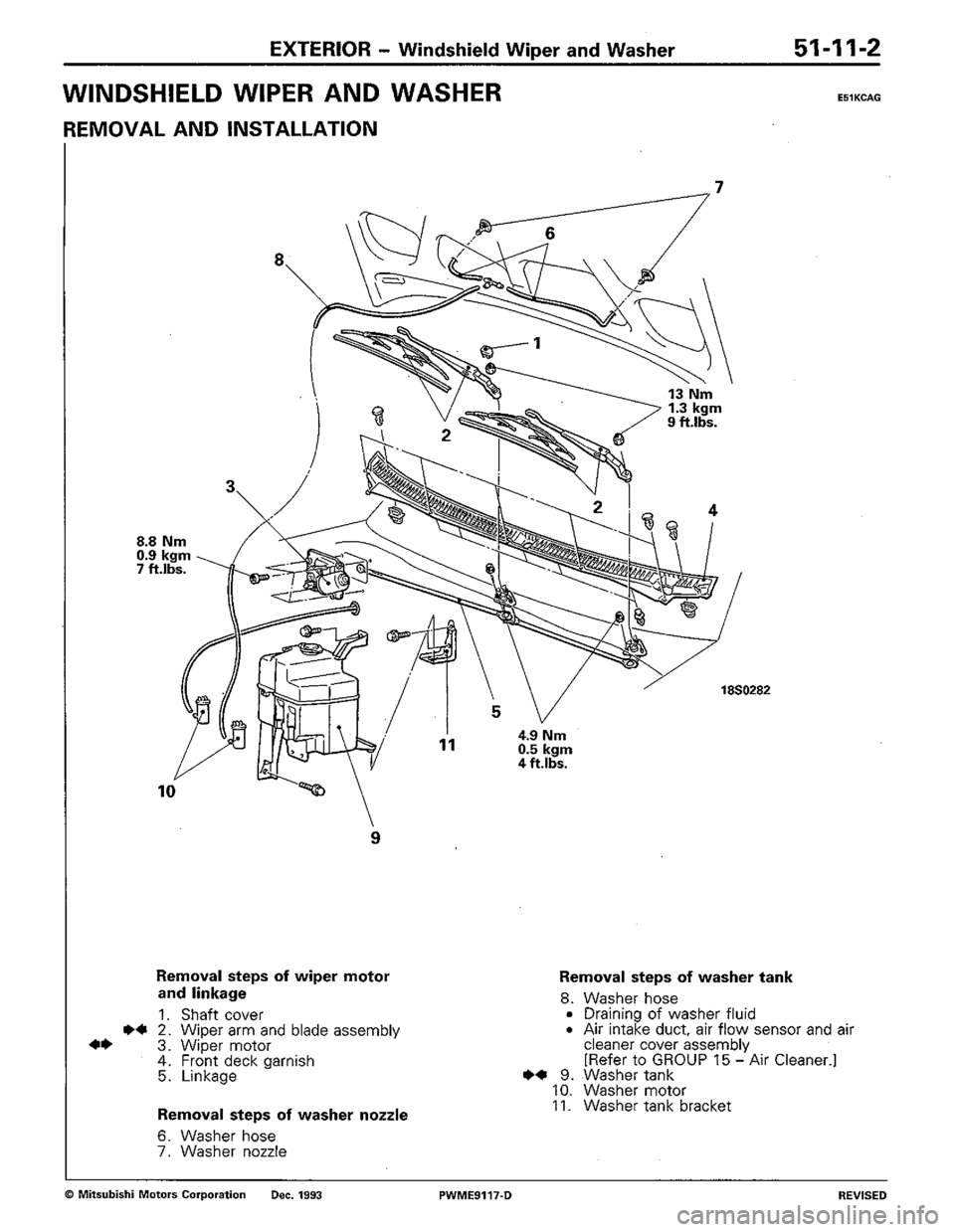 MITSUBISHI COLT 1992  Workshop Manual 