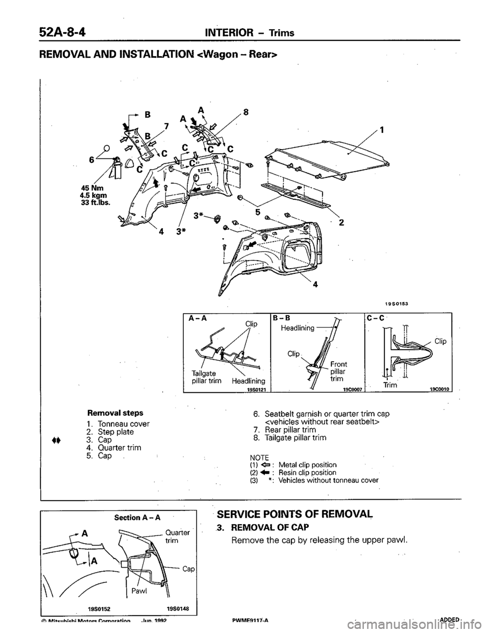 MITSUBISHI COLT 1992  Workshop Manual 