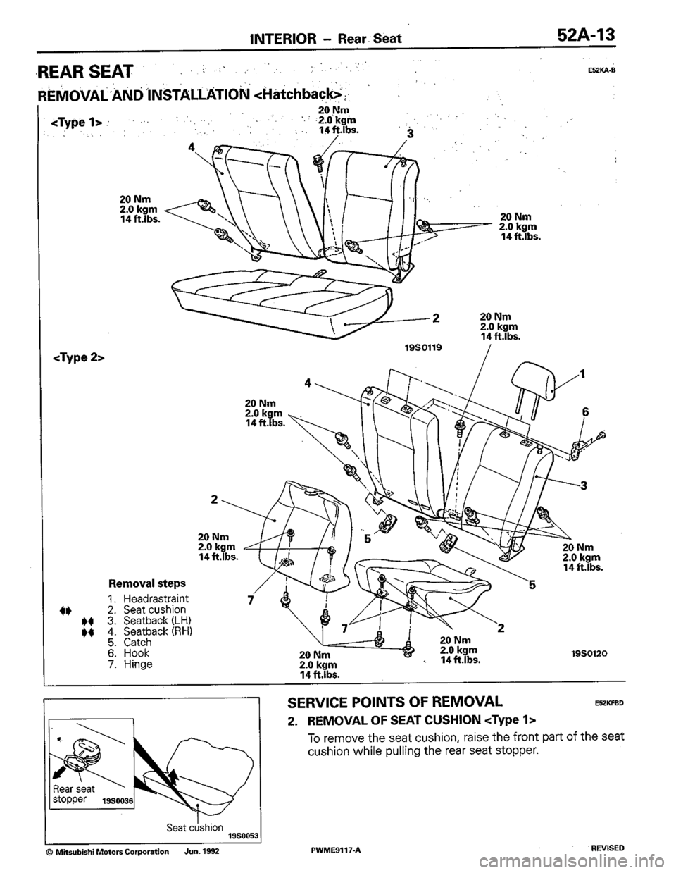 MITSUBISHI COLT 1992  Workshop Manual 
