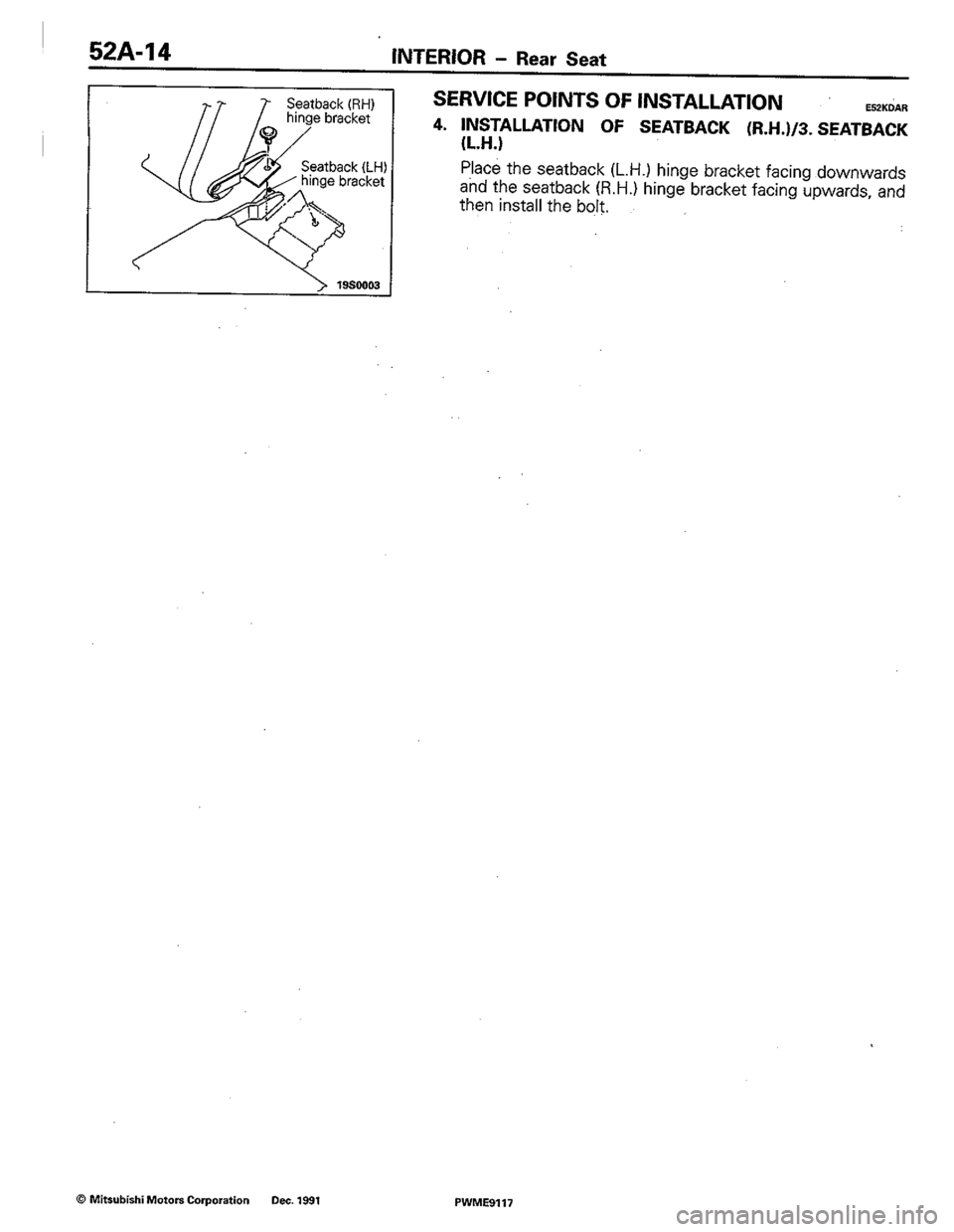 MITSUBISHI COLT 1992  Workshop Manual 