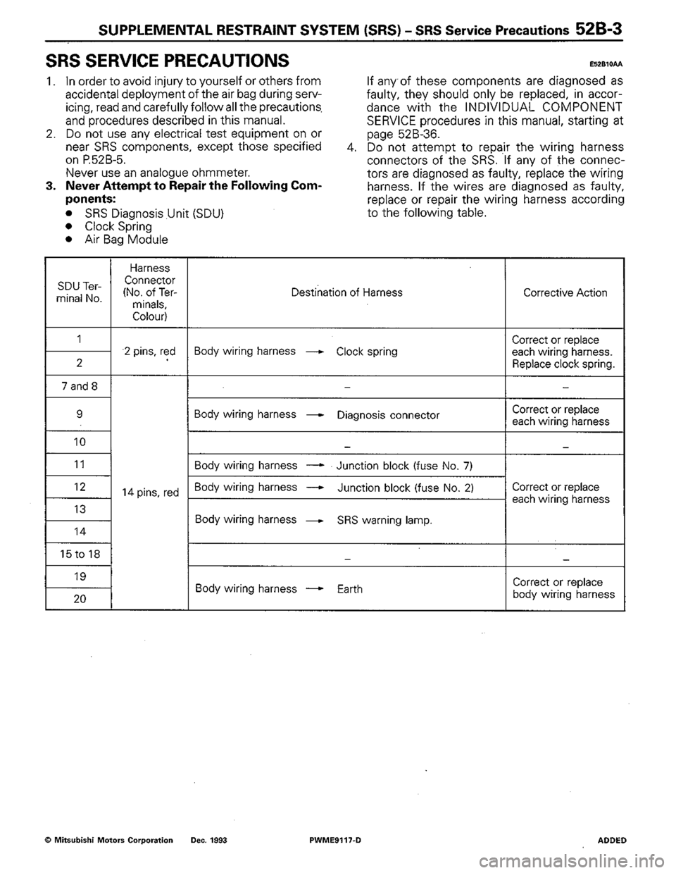 MITSUBISHI COLT 1992  Workshop Manual 