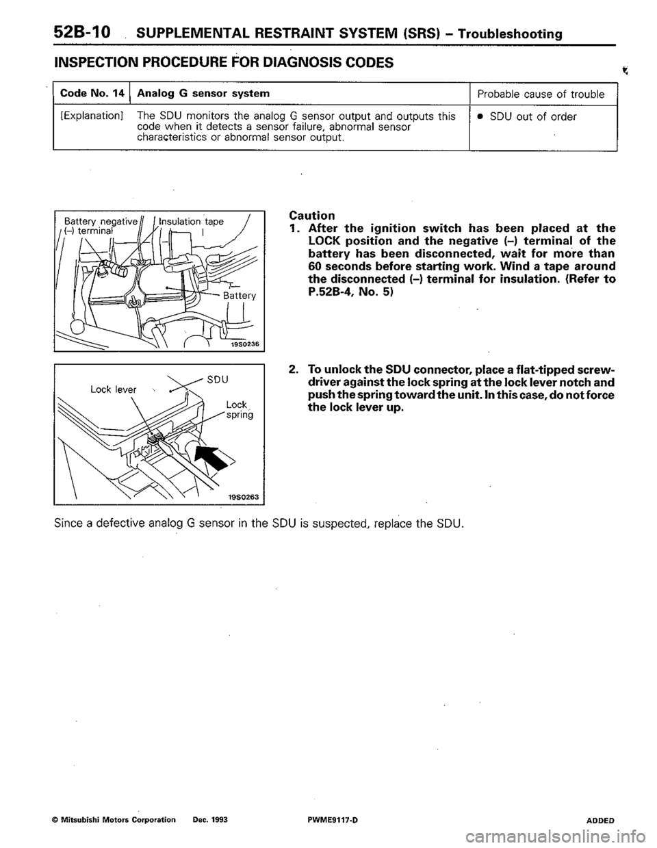 MITSUBISHI COLT 1992  Workshop Manual 