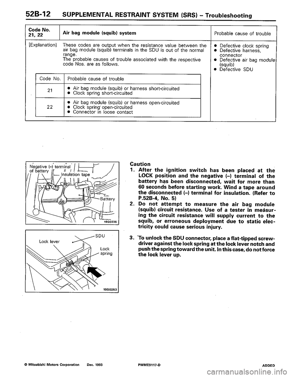 MITSUBISHI COLT 1992  Workshop Manual 