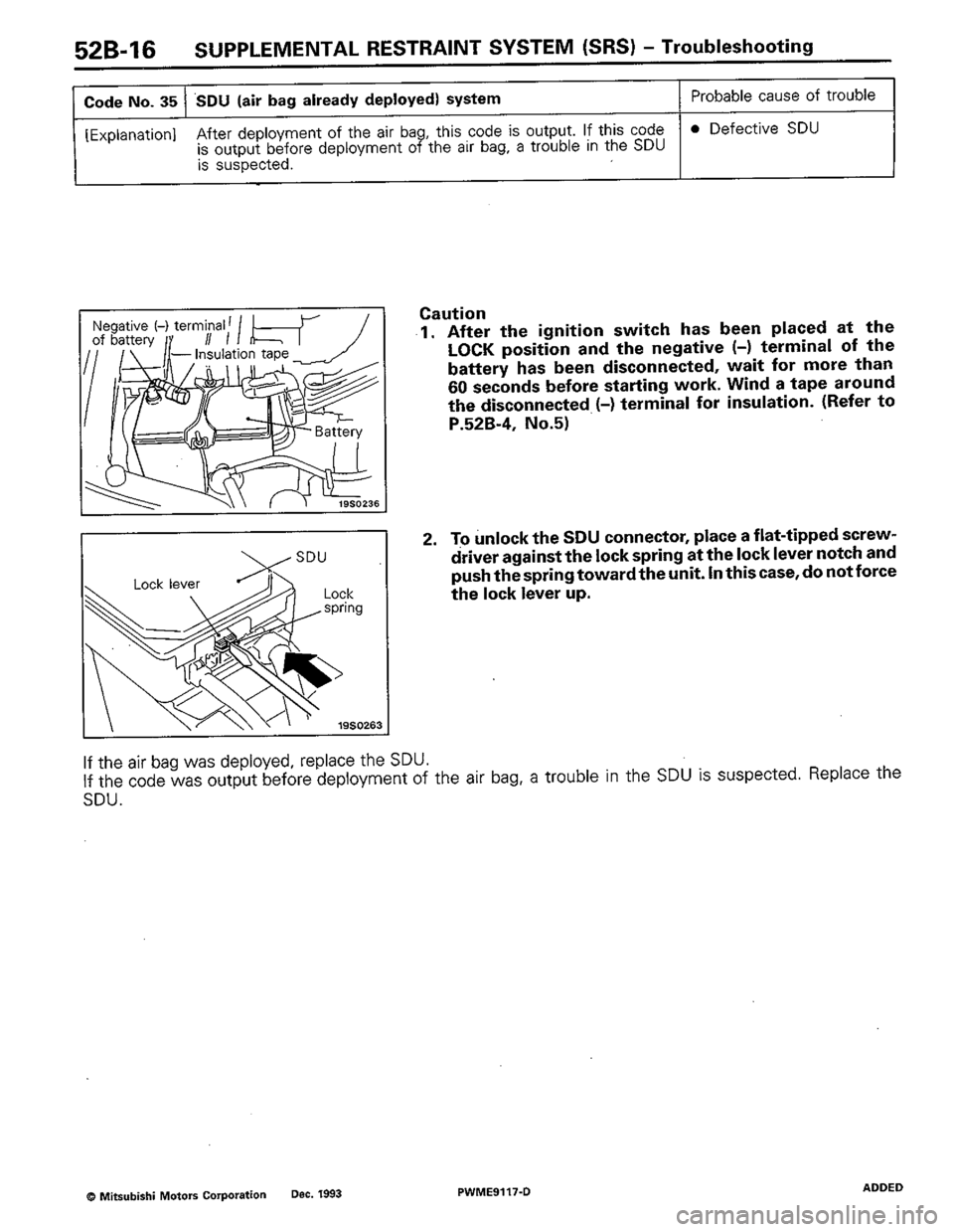 MITSUBISHI COLT 1992  Workshop Manual 