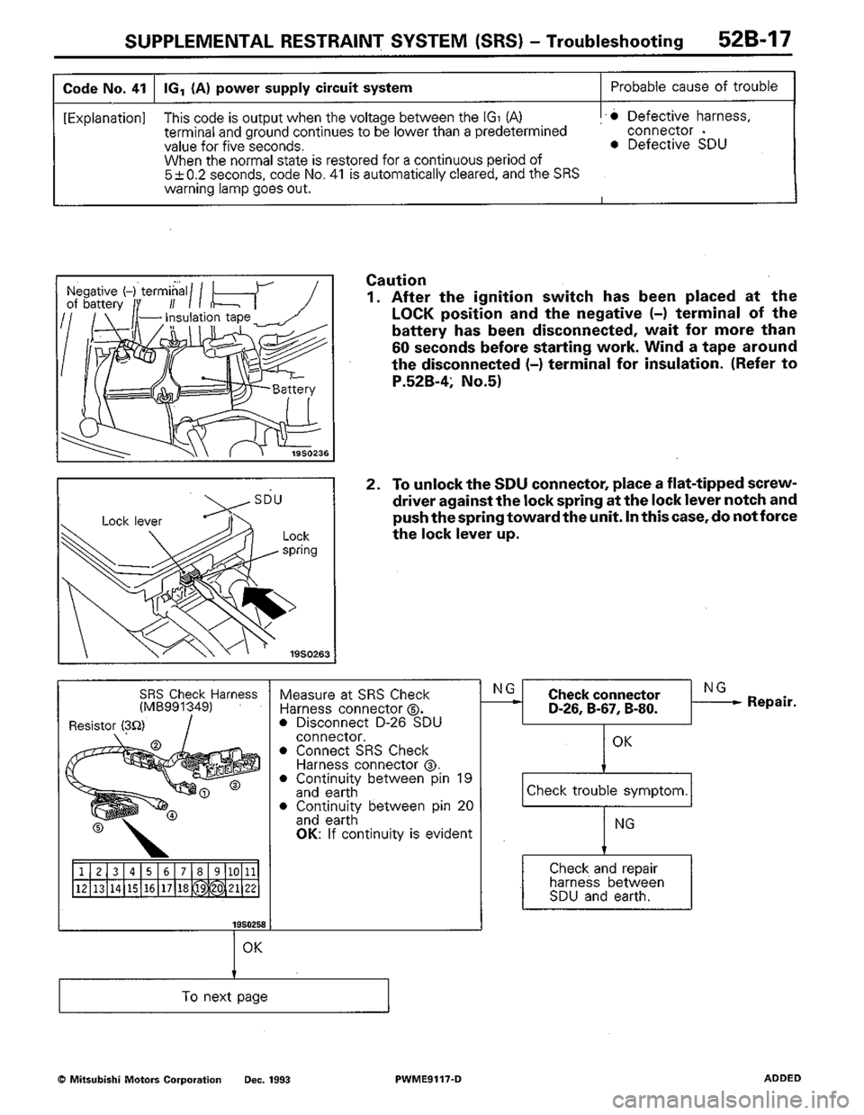 MITSUBISHI COLT 1992  Workshop Manual 