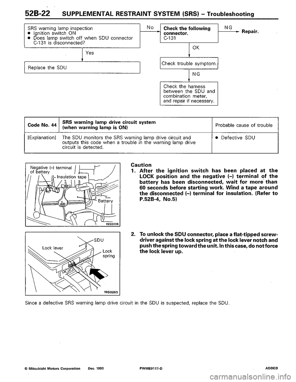 MITSUBISHI COLT 1992  Workshop Manual 