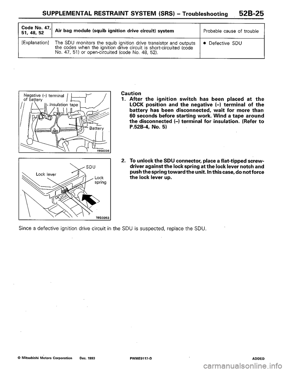 MITSUBISHI COLT 1992  Workshop Manual 