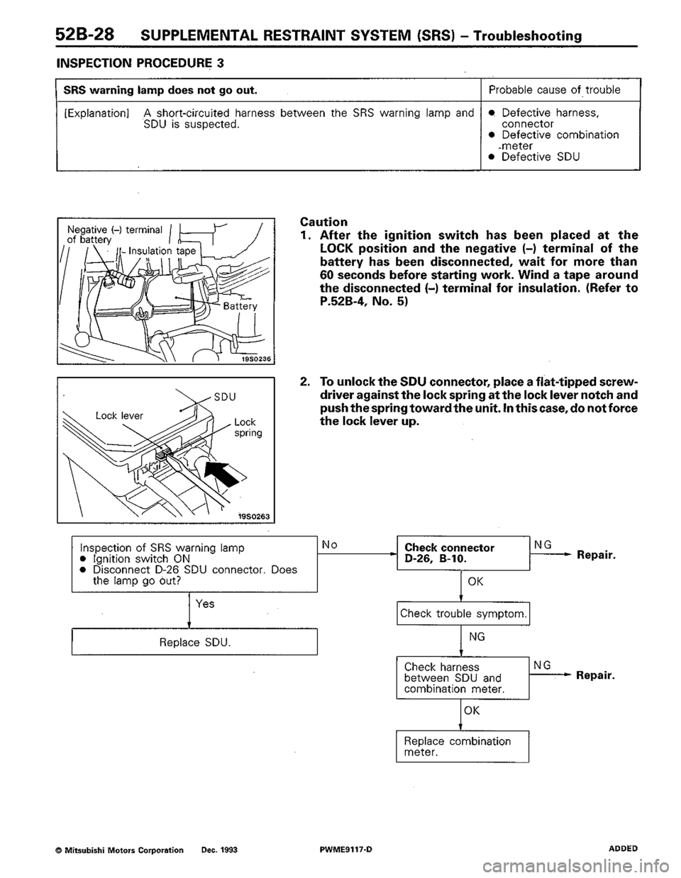 MITSUBISHI COLT 1992  Workshop Manual 