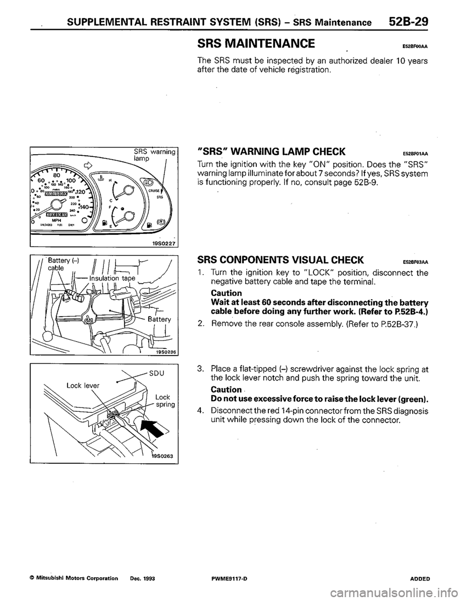 MITSUBISHI COLT 1992  Workshop Manual 