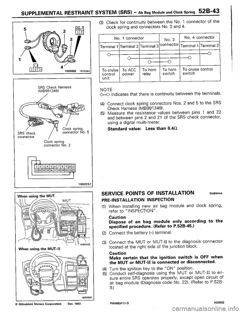 MITSUBISHI COLT 1992  Workshop Manual 