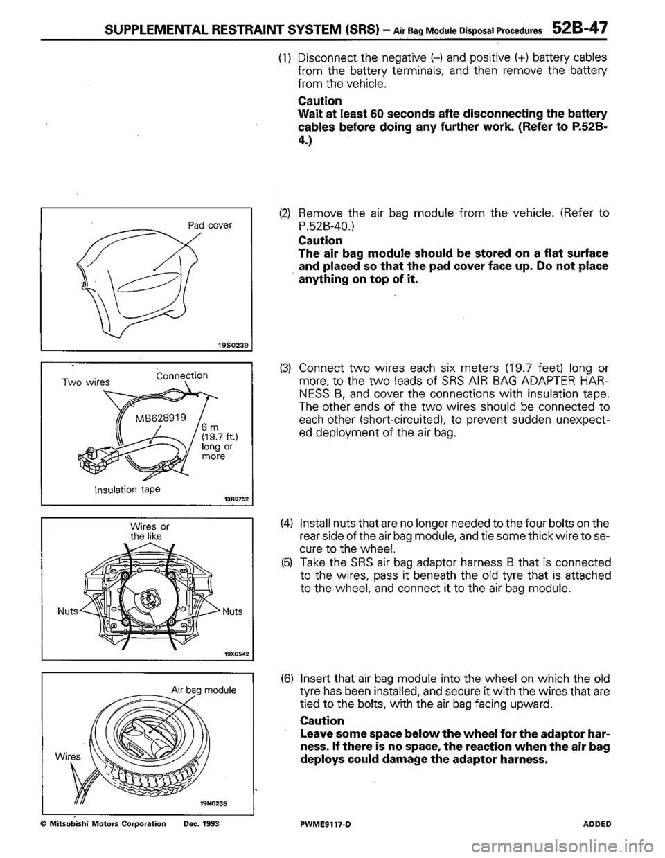 MITSUBISHI COLT 1992  Workshop Manual 
