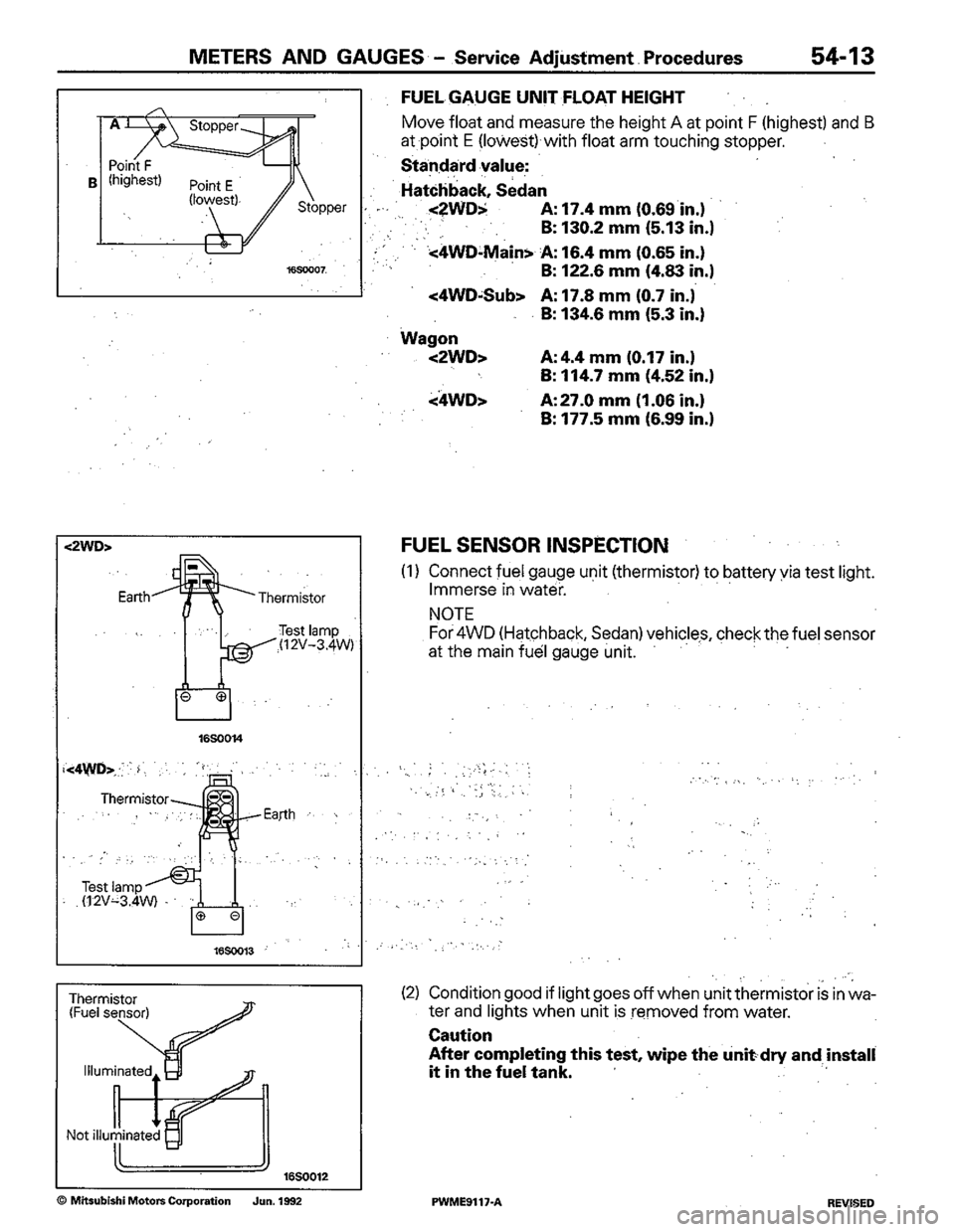 MITSUBISHI COLT 1992  Workshop Manual 
