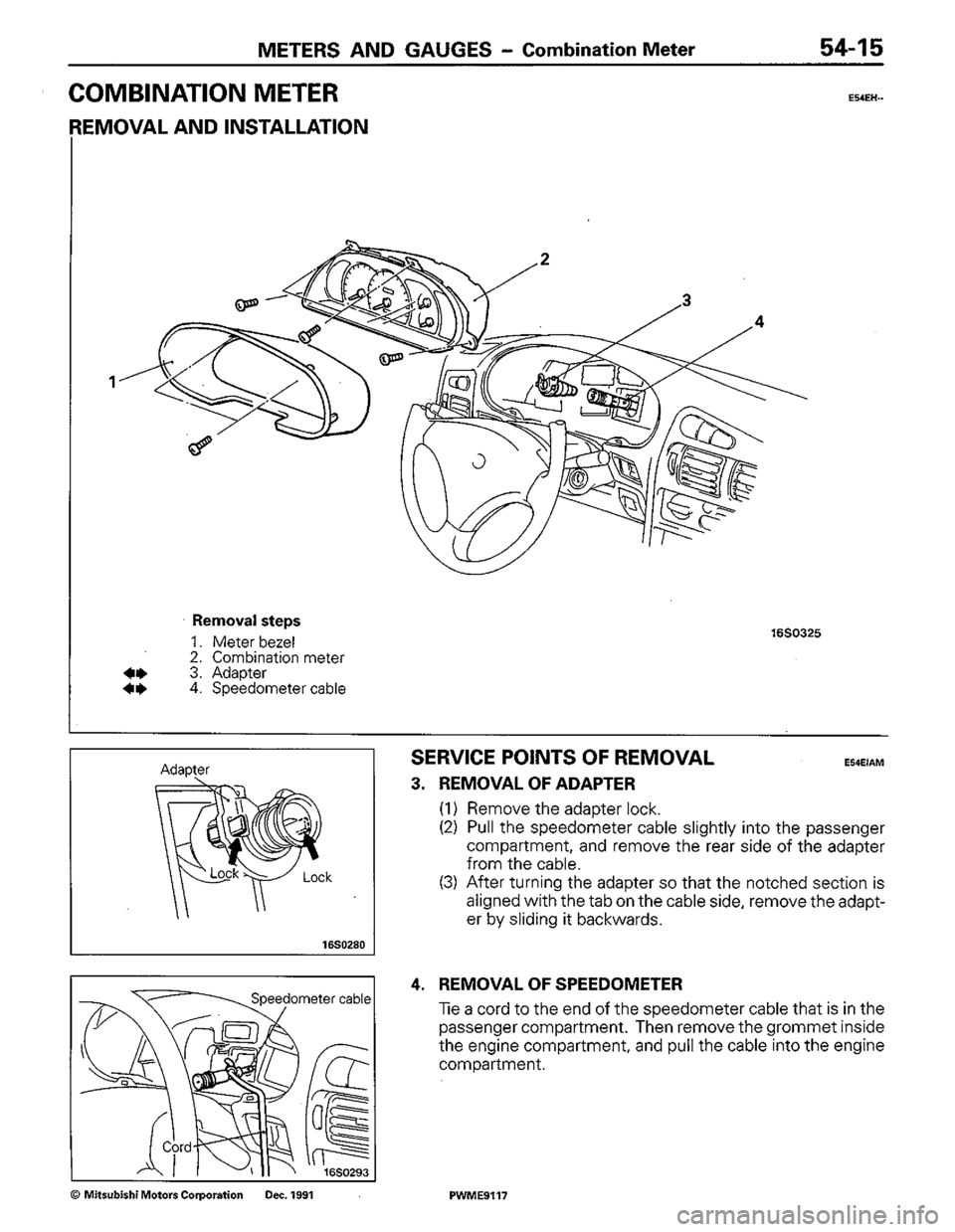 MITSUBISHI COLT 1992  Workshop Manual 