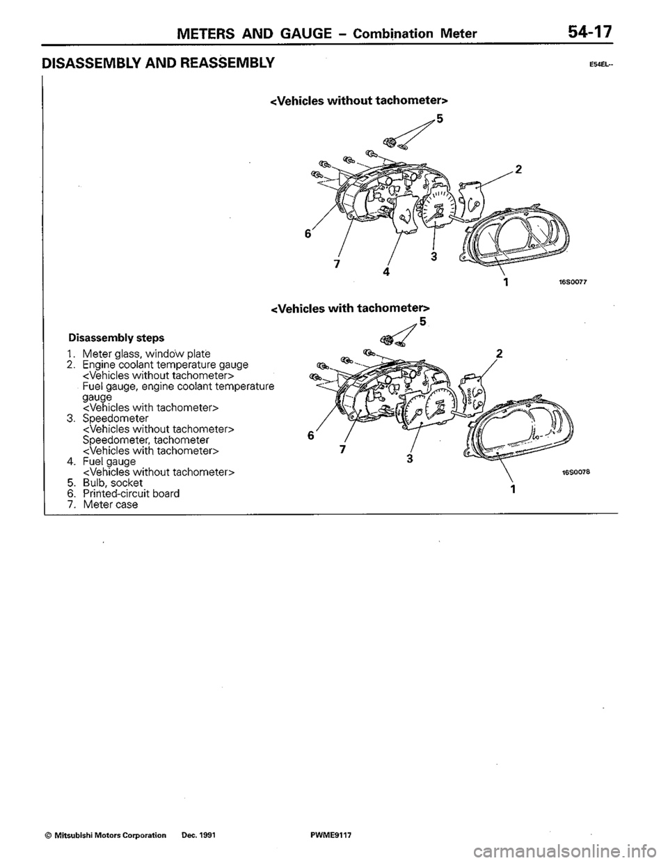 MITSUBISHI COLT 1992  Workshop Manual 