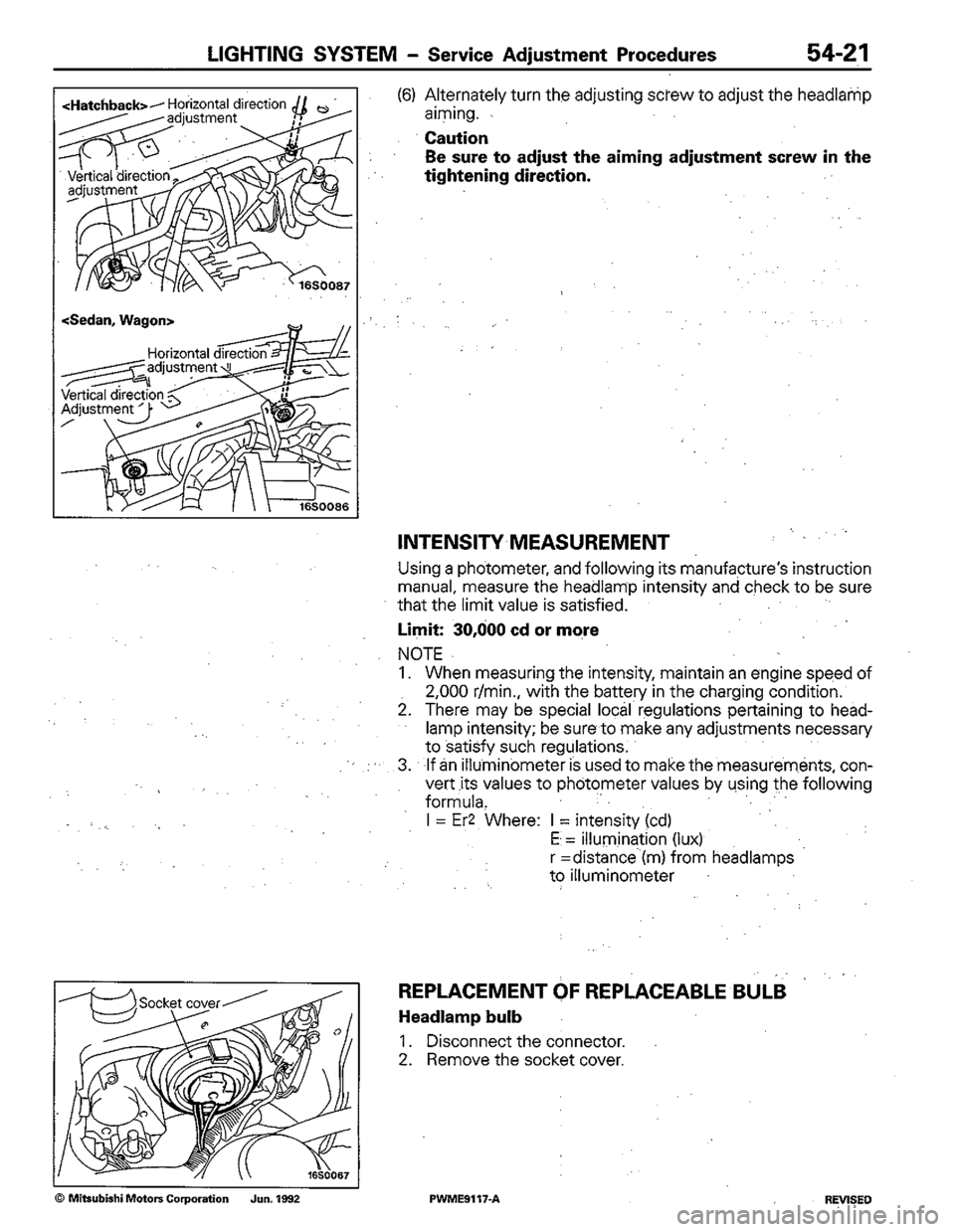 MITSUBISHI COLT 1992  Workshop Manual 